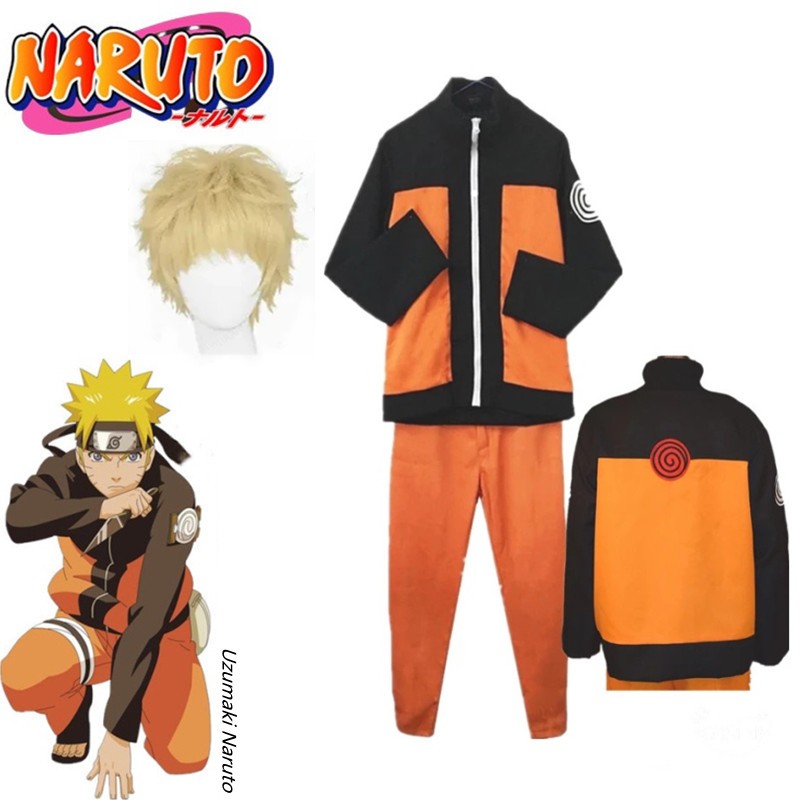 Uzumaki Naruto คอสเพลย์เครื่องแต่งกายอะนิเมะนินจา Shippuden ตัวละครการ์ตูนแจ็คเก็ตชุดสูทด้านบนกางเกงฮาโลวีน