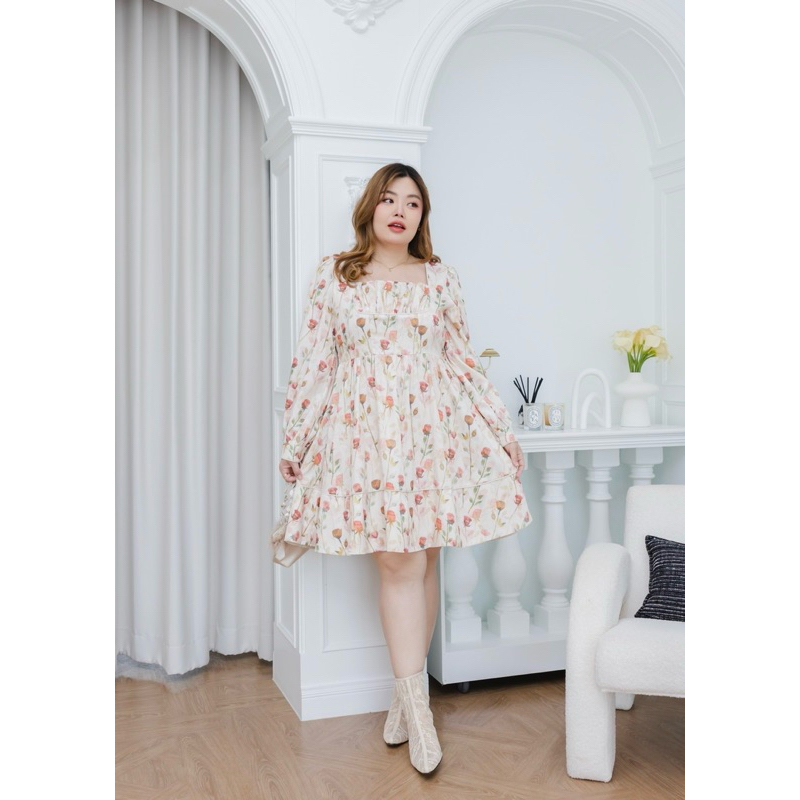 BBWshopเดรสลายดอกไม้สีน้ำ