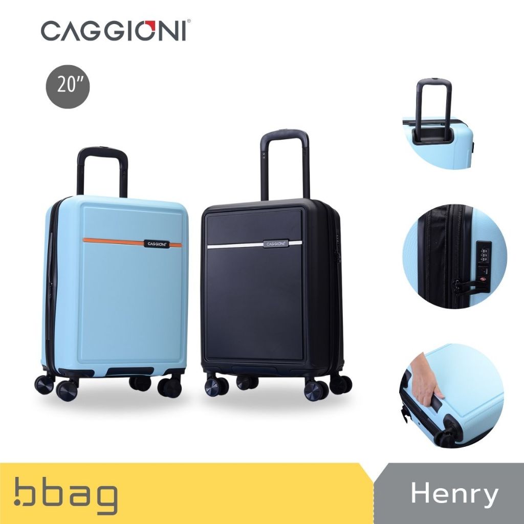 CAGGIONI กระเป๋าเดินทางล้อลาก 20 นิ้ว ขึ้นเครื่องได้ รุ่น Henry (C23021) วัสดุ ABS เบาพิเศษ ทรงเหลี่ยม ล้อคู่ TSA