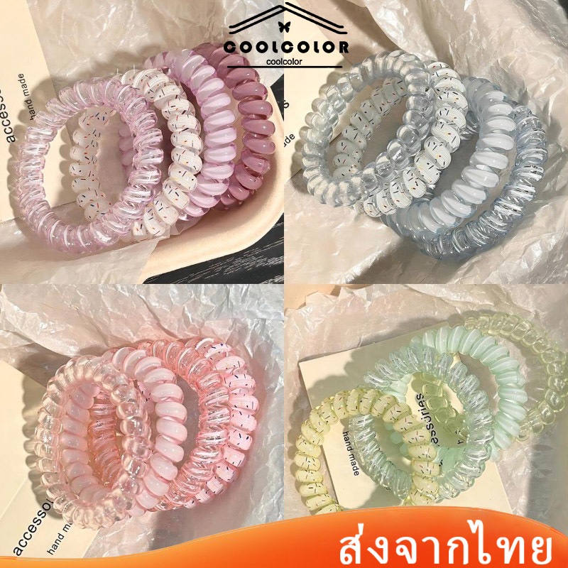 ในไทย💖ยางรัดผมสี่ชิ้นความยืดหยุ่นสูงสายโทรศัพท์โดปามีนเครื่องประดับผมแฟชั่นเรียบง่ายหวานสําหรับผู้หญ