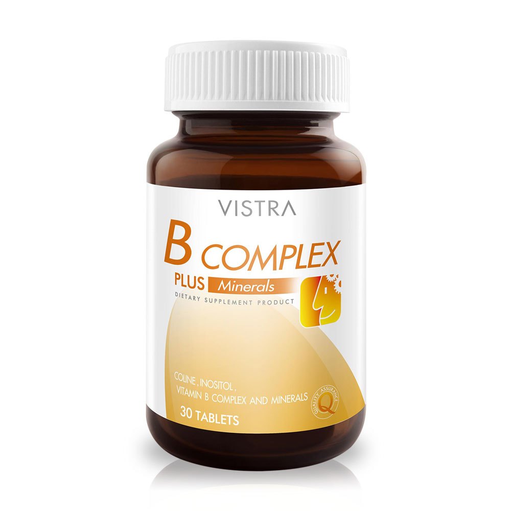 VISTRA B-Complex plus mineral วิสทร้า บีรวม และแร่ธาตุ บำรุงสมอง ลดอ่อนเพลีย 30 เม็ด