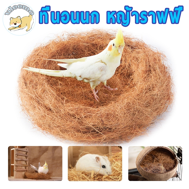 บ้านนก ที่นอนนก หญ้าราฟฟี่ ไหมปาล์ม ออแกนนิก หญ้ารังนก รังนอน ถุงละ 30 กรัม