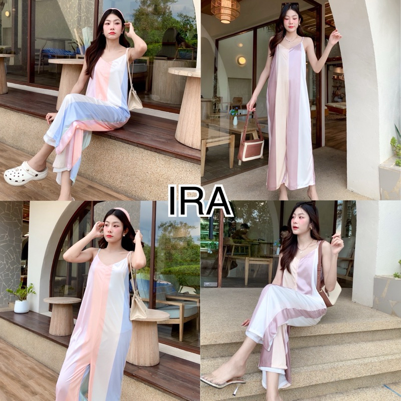 BY IRA พร้อมส่ง แขนกุดยาวชุด Strappy สไตล์คอวี ชุดสำหรับผู้หญิงเหมาะสําหรับชายหาดแขนกุด