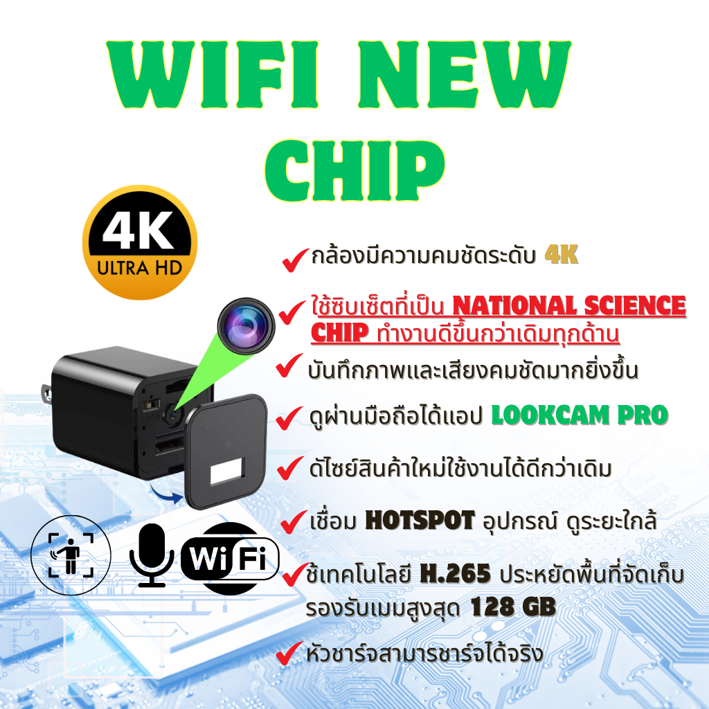【พร้อมส่งจากไทย 🇹🇭】กล้องวงจรปิดจิ๋วไร้สาย WIFI (gen4 ล่าสุด)  กล้องไร้สาย กล้องวงจรปิด 4k ไม่เห็นแม้แต่เลนส์กล้อง