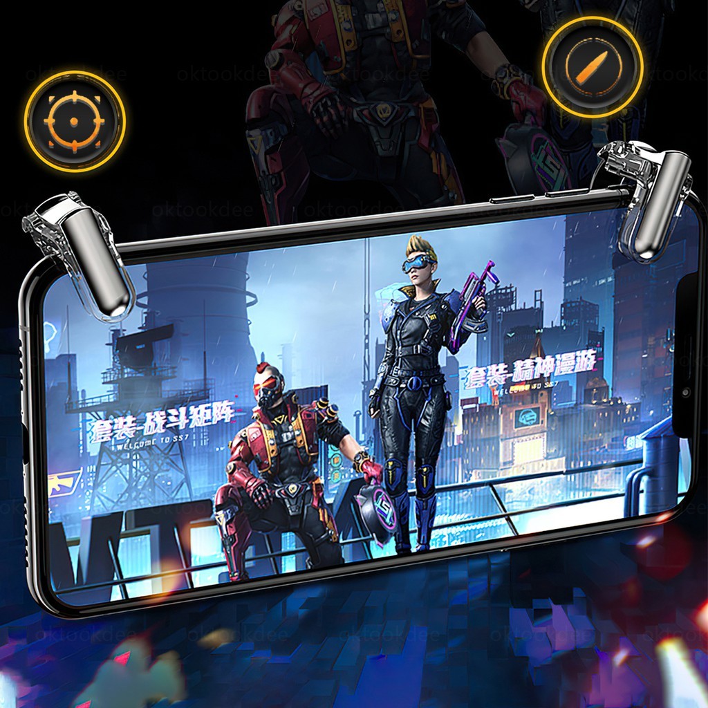 GT01 1 คู่ จอยเล่นเกม ปุ่มเล่นเกม มือถือแนว FPS Free Fire PUBG Call of duty