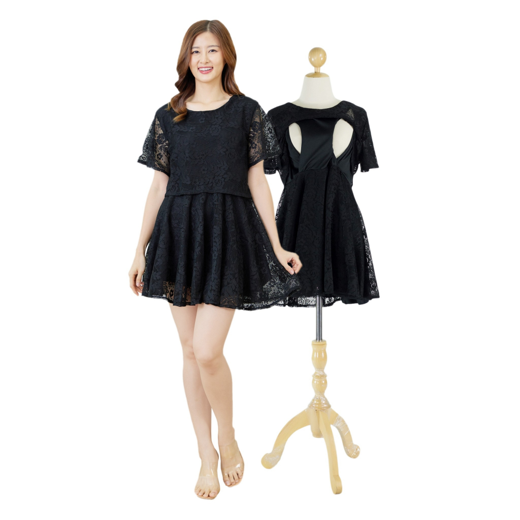 Muko Nico lace dress เดรสเปิดให้นม คลุมท้อง DZ22