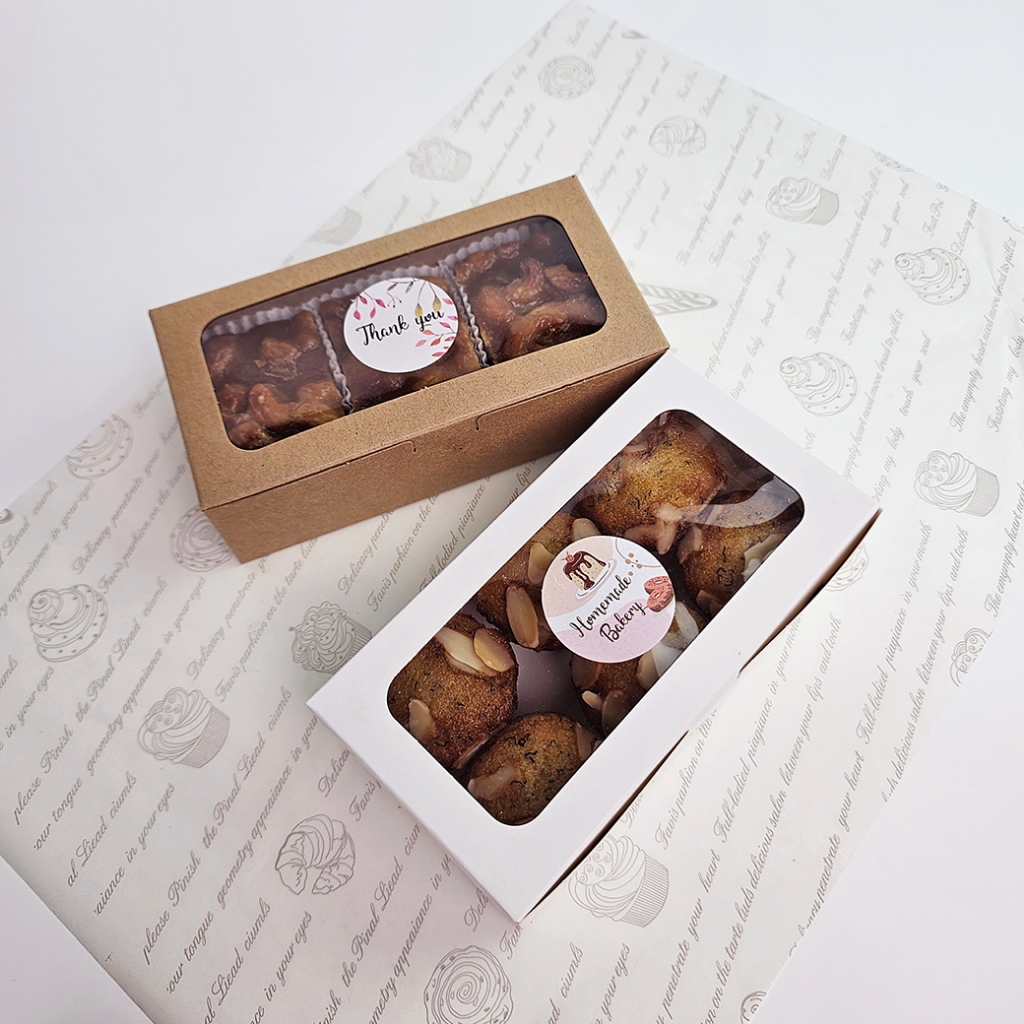 Idopackage-(WB53&KB53) กล่องเบเกอรี่ฟู้ดเกรด ใส่ทาร์ตไข่ ขนาด 7.5x14.5x4 ซม. 10ใบ/แพ็ค