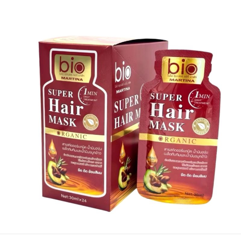 Bio Super Hair Mask ไบโอซุปเปอร์แฮร์มาส์ก 1กล่องมี 24 ซอง (กล่องแดง)