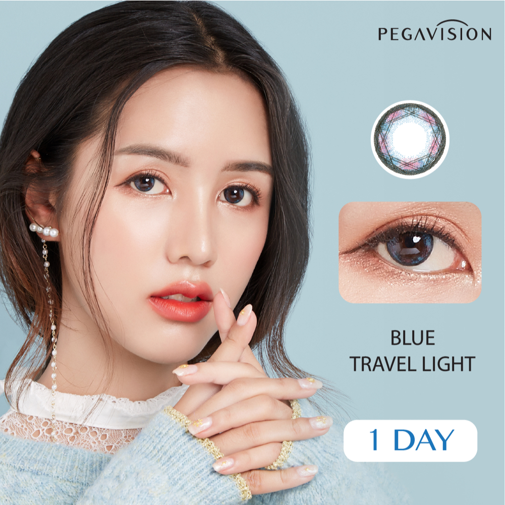คอนแทคเลนส์สี รายวัน PEGAVISION รุ่น Travel Light สี Blue (5 เลนส์/กล่อง)