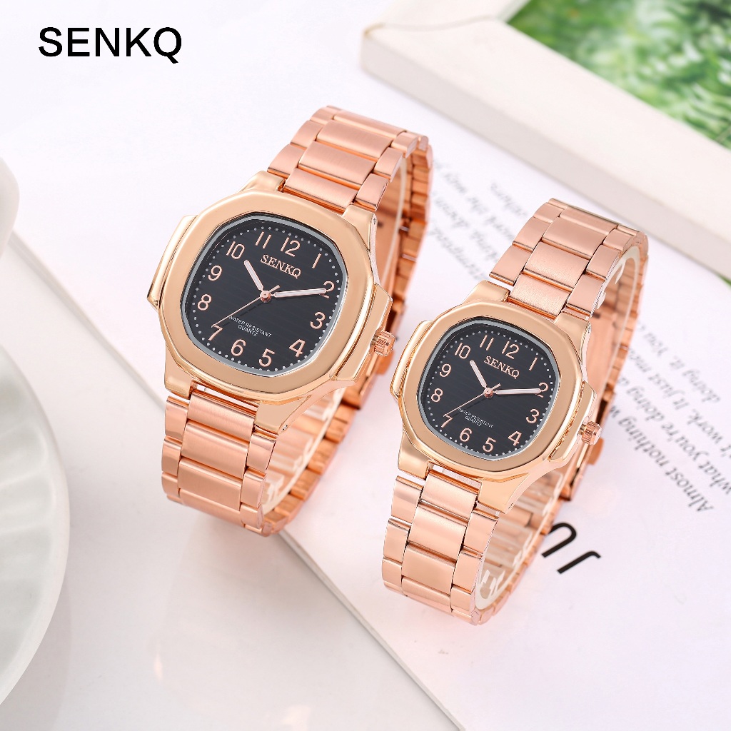 Senkq นาฬิกาผู้ชาย นาฬิกาผู้หญิง กันน้ํา หน้าปัดดิจิตอลทรงสี่เหลี่ยม สีโรสโกลด์ แฟชั่น รุ่น LH-G33