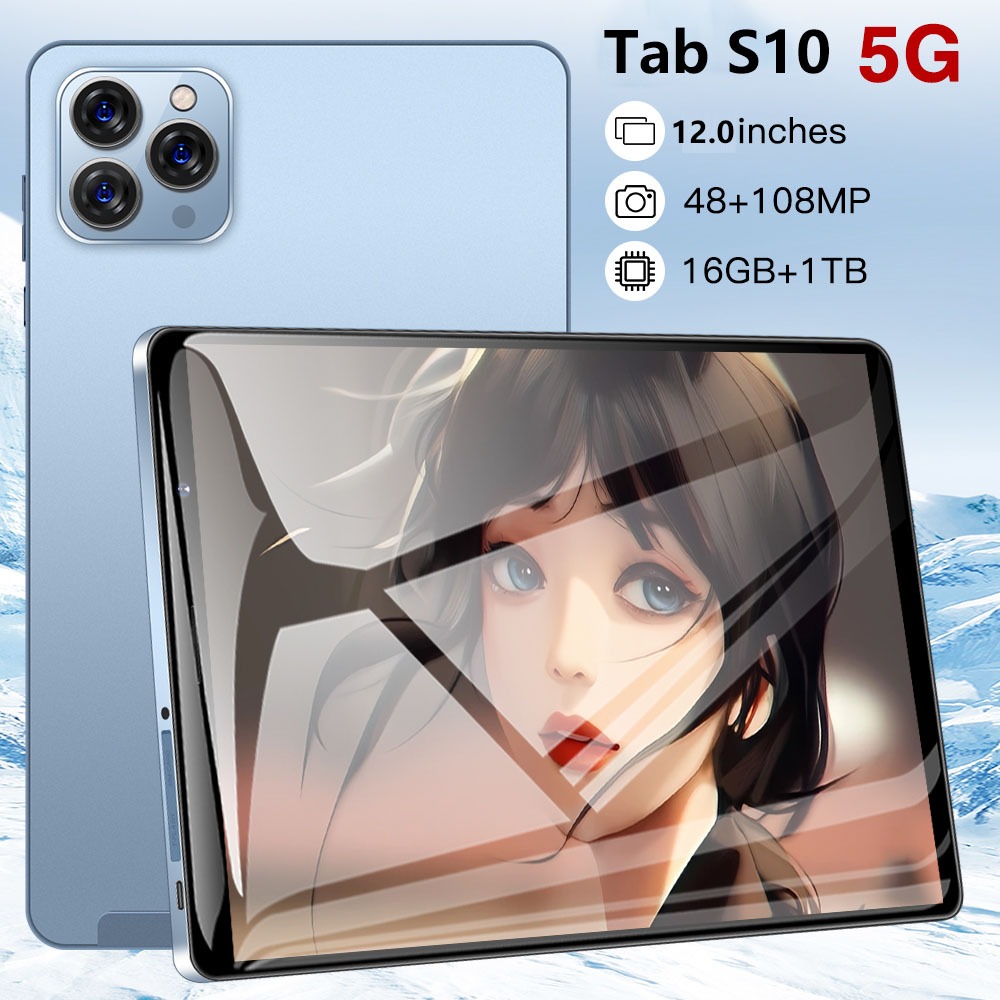 แท็บเล็ต + คีย์บอร์ดราคาต่ำ S10 5G แท็บเล็ต 12 นิ้ว RAM16G ROM512G Tablet สามารถโทรแท็บเล็ตราคาต่ำ