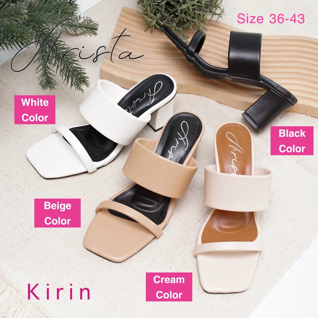 Arista ( Ready to ship) รองเท้าผู้หญิง ส้นสูง คาด2เส้นเรียบๆ ใส่เดินสบาย รุ่น Kirin ( ART-035 )