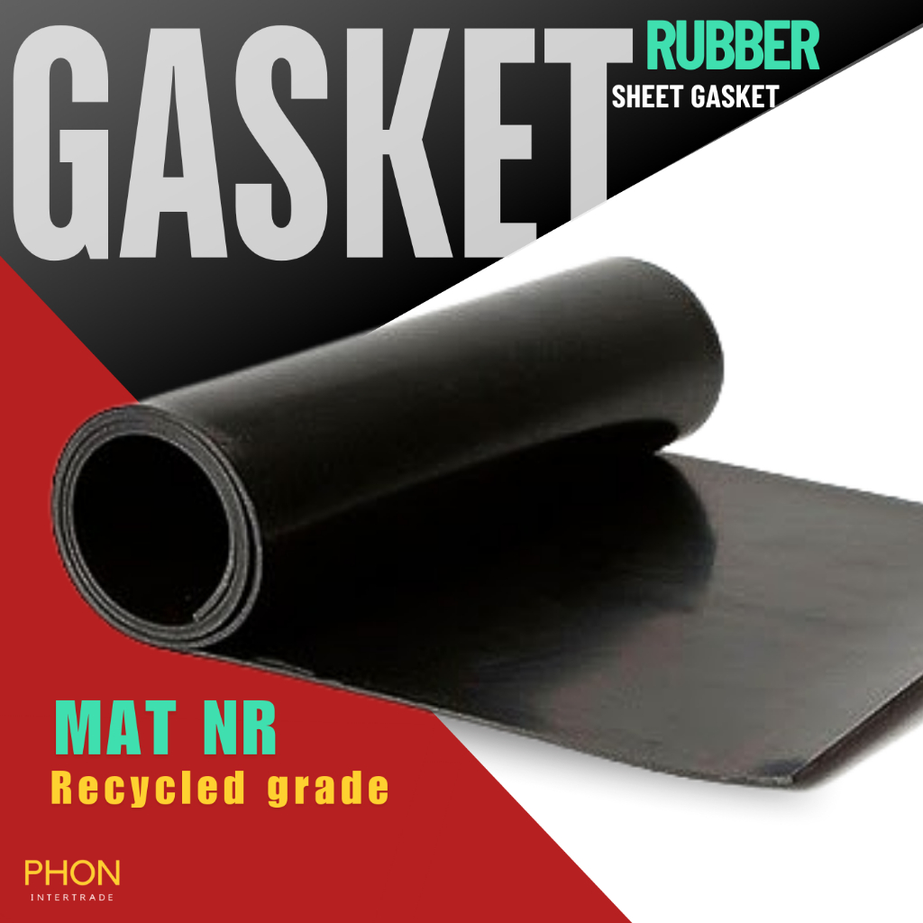 ปะเก็น ปะเก็นยาง แผ่นยาง NR สีดำ เกรดยางรีไซเคิล หนา 1.5 - 3 mm. ทนการขูดขีด การกระแทก การเสียดสี มีความยืดหยุ่น แท้100%
