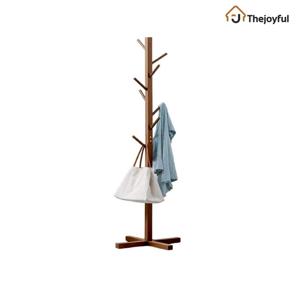 ที่แขวนกระเป๋า ทีแขวนผ้า เสาแขวนผ้า wooden coat rack ราวแขวนหมวก สูง 158ซม. สำหรับหมวก Thejoyful