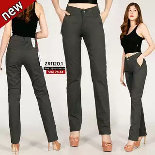 (พร้อมส่ง) NANAZAZA - ZR1120 กระบอก ผ้าชิโนยืดหยุ่น เอวกลาง ใส่ทำงาน ใส่เป็น every look ได้
