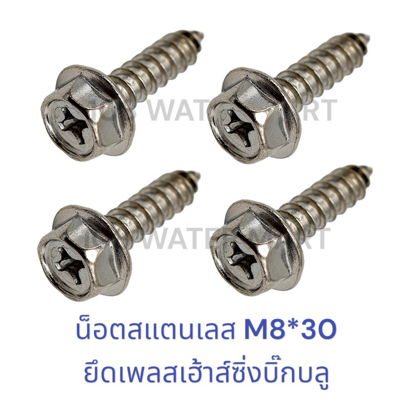 น็อต เกลียวปล่อย สแตนเลส สำหรับกระบอกกรองแบบบิ๊กบลู Big blue Housing อ้วน 8 มม เกลียวยาว 30 มม น๊อต 4 ตัว