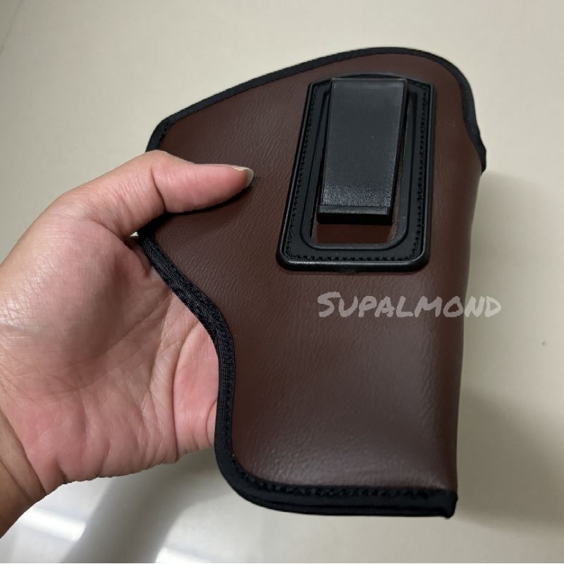 ซองปืนพกซ่อน (ใช้พกด้านใน) หนังเทียมสีดำและสีน้ำตาล ตะขอพลาสติก รุ่น glock19,17,26, Sig p320, p365,CZ,92F,1911,PX4,7.65 - รูปที่ 4