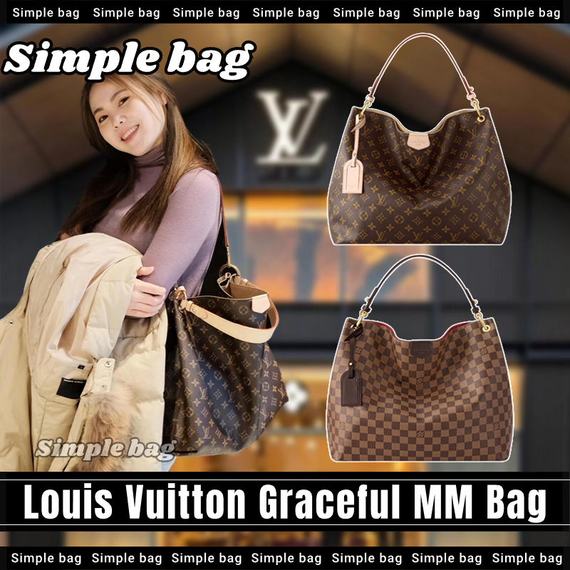 💯หลุยส์วิตตอง🍑Louis Vuitton Graceful MM Shoulder bag LV กระเป๋า กระเป๋าสะพายเดี่ยว #Simple bag