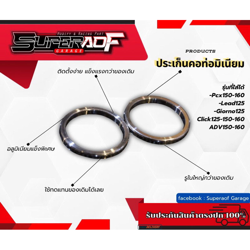 ประเก็นคอท่อมิเนียมแข็งพิเศษ Pcx,Lead,Giorno,Click,Adv ไม่ยุบตัว เหมือนของเดิม