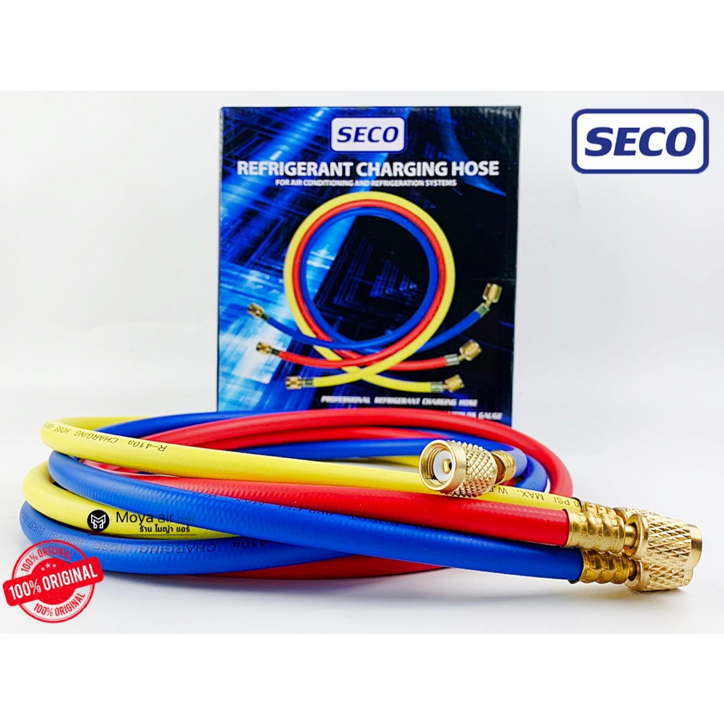 สายเติมน้ำยาแอร์ R32 ,R410 ยาว60นิ้ว(1.52เมตร) แบรนด์ SECO  สีแดง ,น้ำเงิน เกลียว 5/16" สายชาร์ทน้ำยา สายชาร์จน้ำยาแอร์