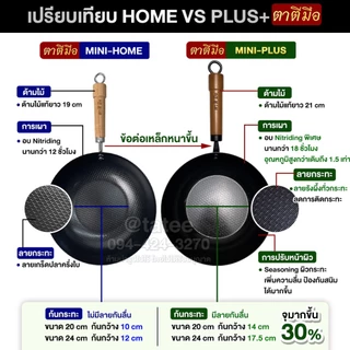 ตาตีมือ กระทะเหล็กเผา รุ่น MINI-PLUS Premium ก้นแบน ไร้สารเคลือบ อบไนไตรดิ้ ลดการติดกระ ดูแลง่ายแบรนด์คนไทย รับประกัน5ปี