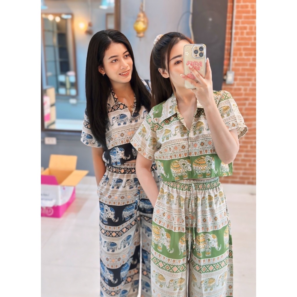 ชุดเซทลายช้าง กางเกง&กระโปรง !!!! พร้อมส่ง !!!!