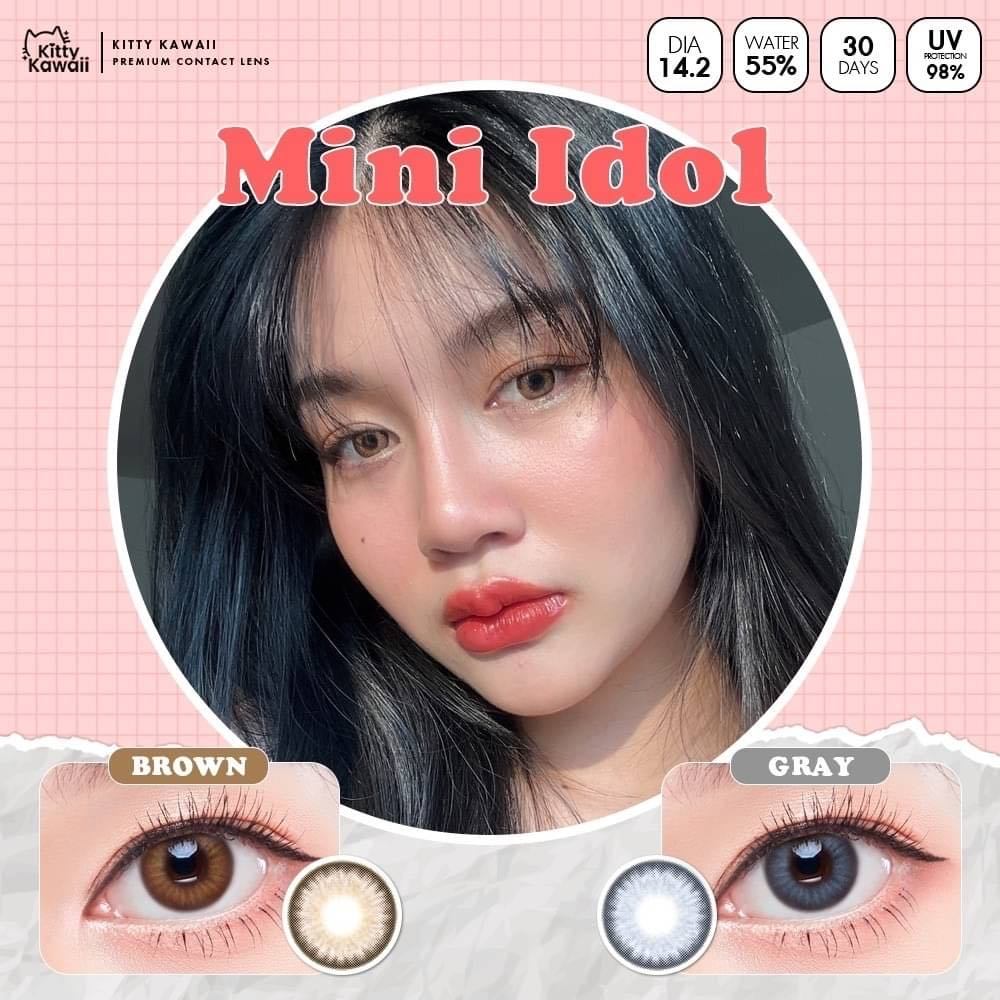 🔥คอนแทคเลนส์ ✨ขนาดมินิ✨สี : Brown / Gray : Mini idol (kittykawaii)