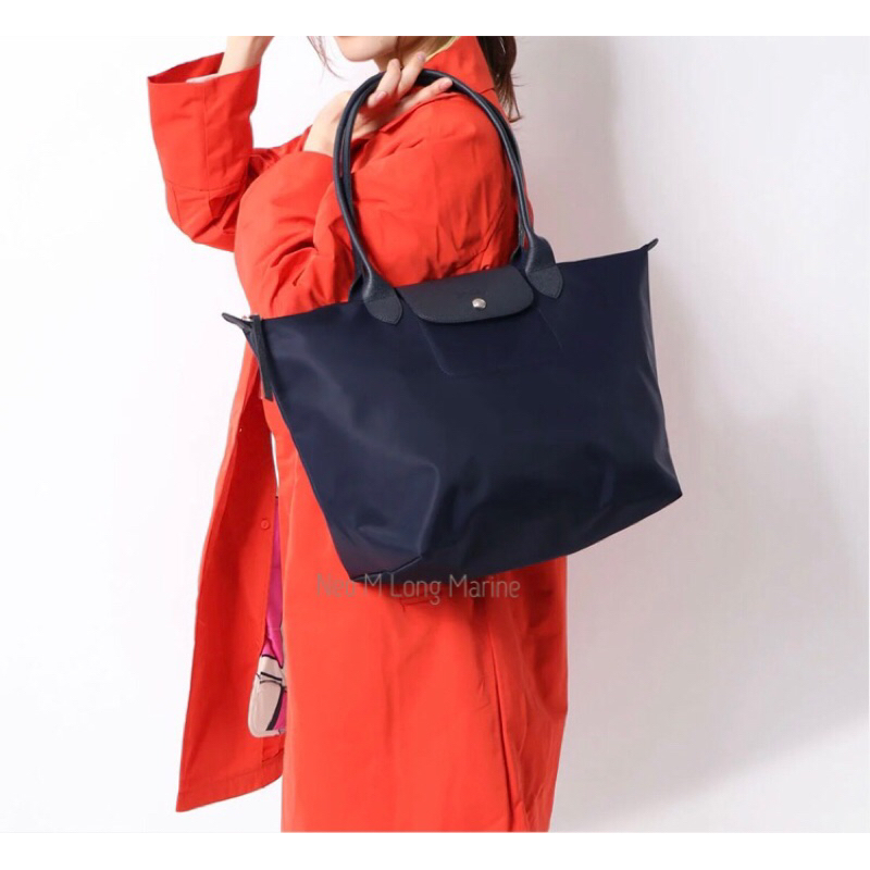 Pre Order * Longchamp le Pliage Neo รุ่นใหม่ ไซส์ M(L) หูยาว สี Marine - shop เรียก L Long