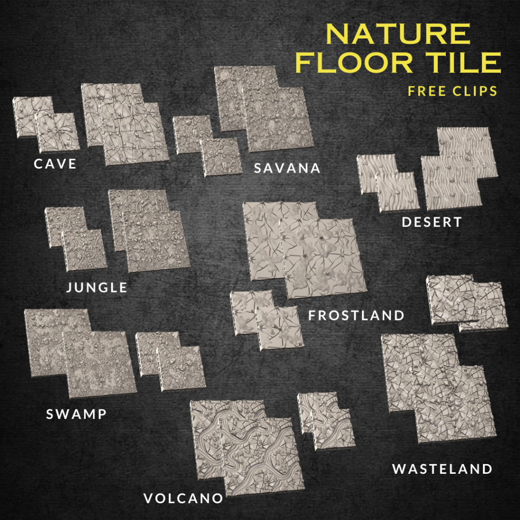 DnD Nature Floor Tile พื้นสำหรับประกอบเป็น Map (งาน PLA ยังไม่ลงสี) -ใช้เวลาปริ้น3-5วันหรือมากกว่าขึ