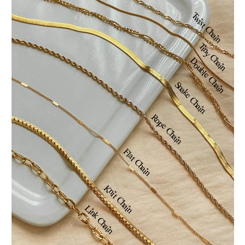 สร้อยคอเรียบ วัสดุสแตนเลสแท้ สร้อยเปล่า ชุบทอง 18K สร้อยคอรวมทุกรุ่น Necklace Givemethat