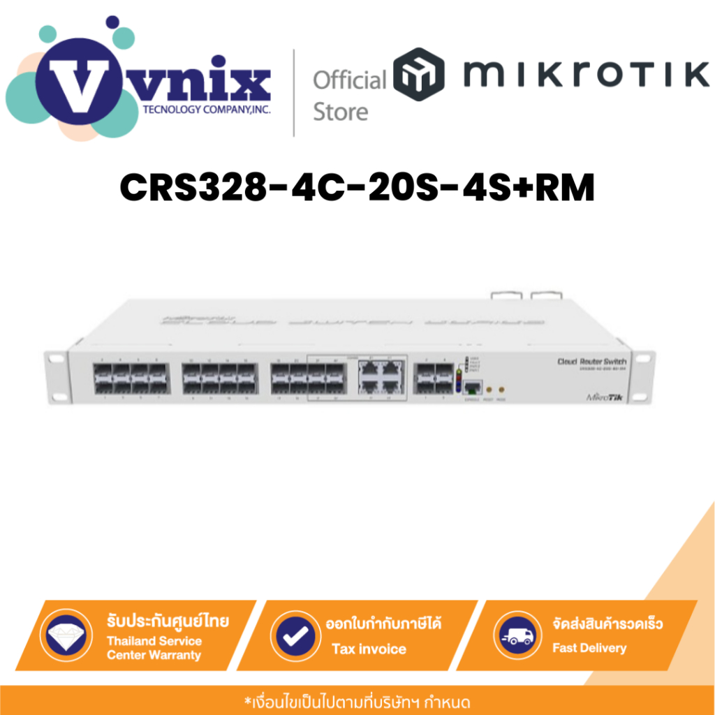 Mikrotik CRS328-4C-20S-4S+RM Cloud Router Switch 328-4C-20S-4S+RM with 800 MHz CPU, 512MB RAM By Vni