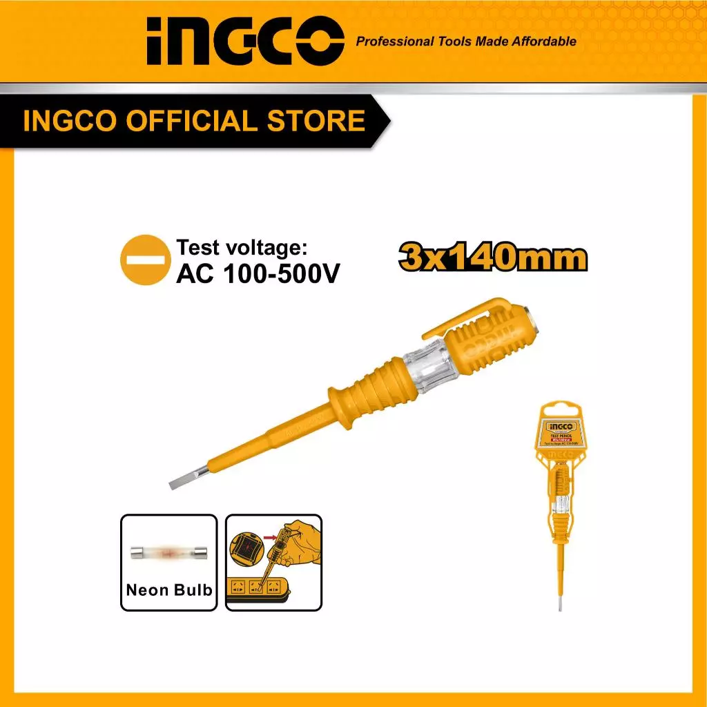 INGCO(อิงโก้)| เครื่องมือ | ไขควงลองไฟ 3x140 mm. HSDT1408
