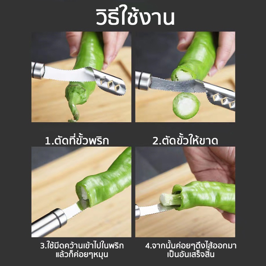 Megahouse มีดคว้าน มีดคว้านเมล็ดพริกหยวก  เมล็ดผลไม้ อุปกรณ์สแตนเลส แบบเกรียว ฟันเลื่อย No.Y2042 ราคา ถูกที่สุด ดีลบีเคเค แกลเลอรีภาพที่ 4