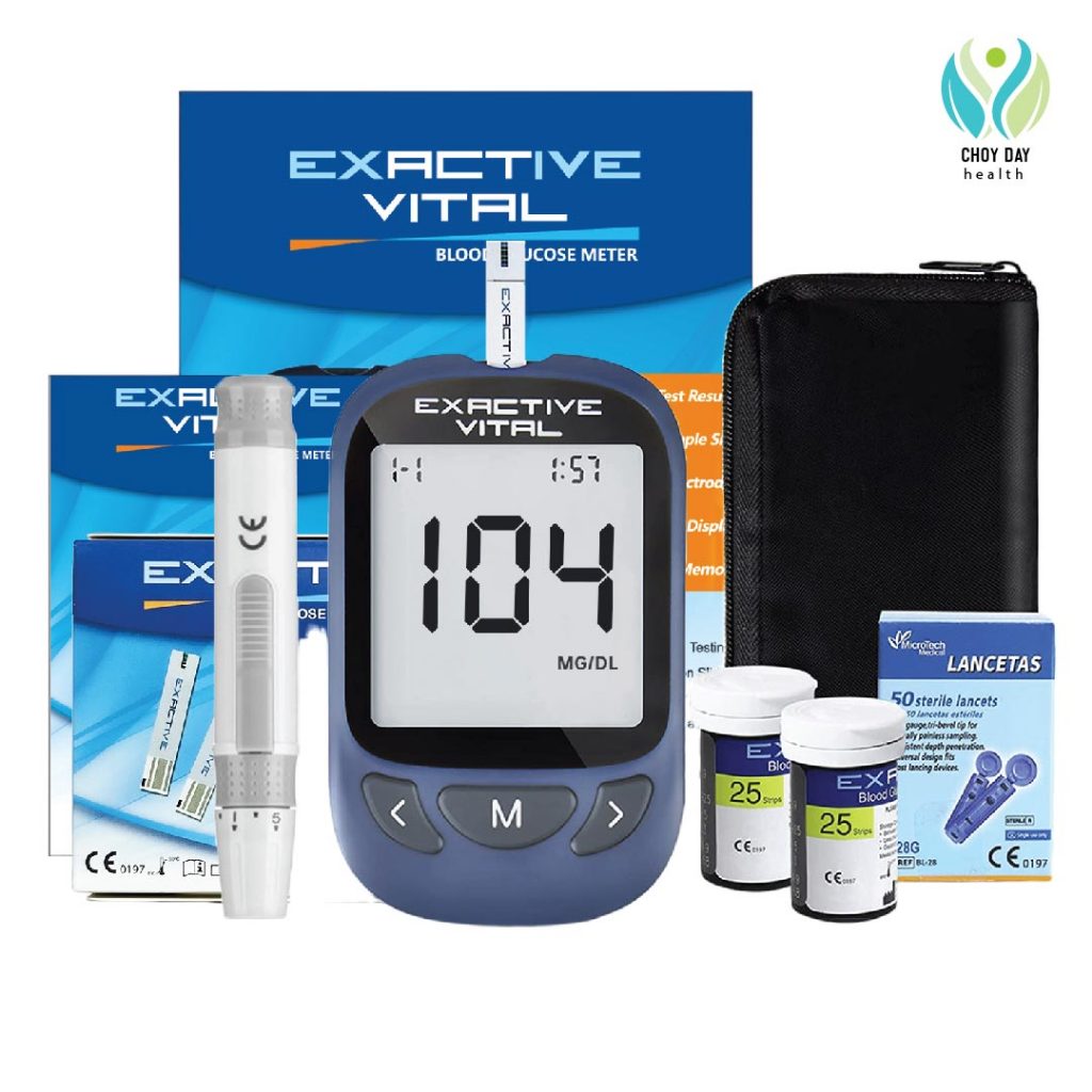 EXACTIVE EXACTIVE VITAL ชุดตรวจวัดระดับน้ำตาลในเลือด เซ็ตเครื่อง+แผ่นตรวจ+เข็ม (รับประกัน 5ป๊)