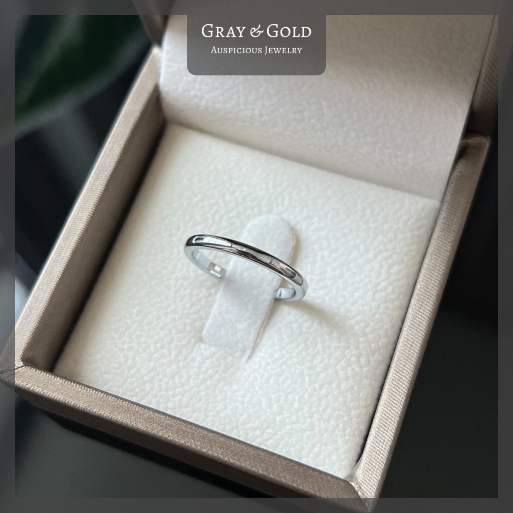 Gray & Gold แหวนวงเกลี้ยง TC ทรงมน หน้ากว้าง 2 มิล สีเงิน (Silver) แหวนชายหญิง คู่รัก แต่งงาน