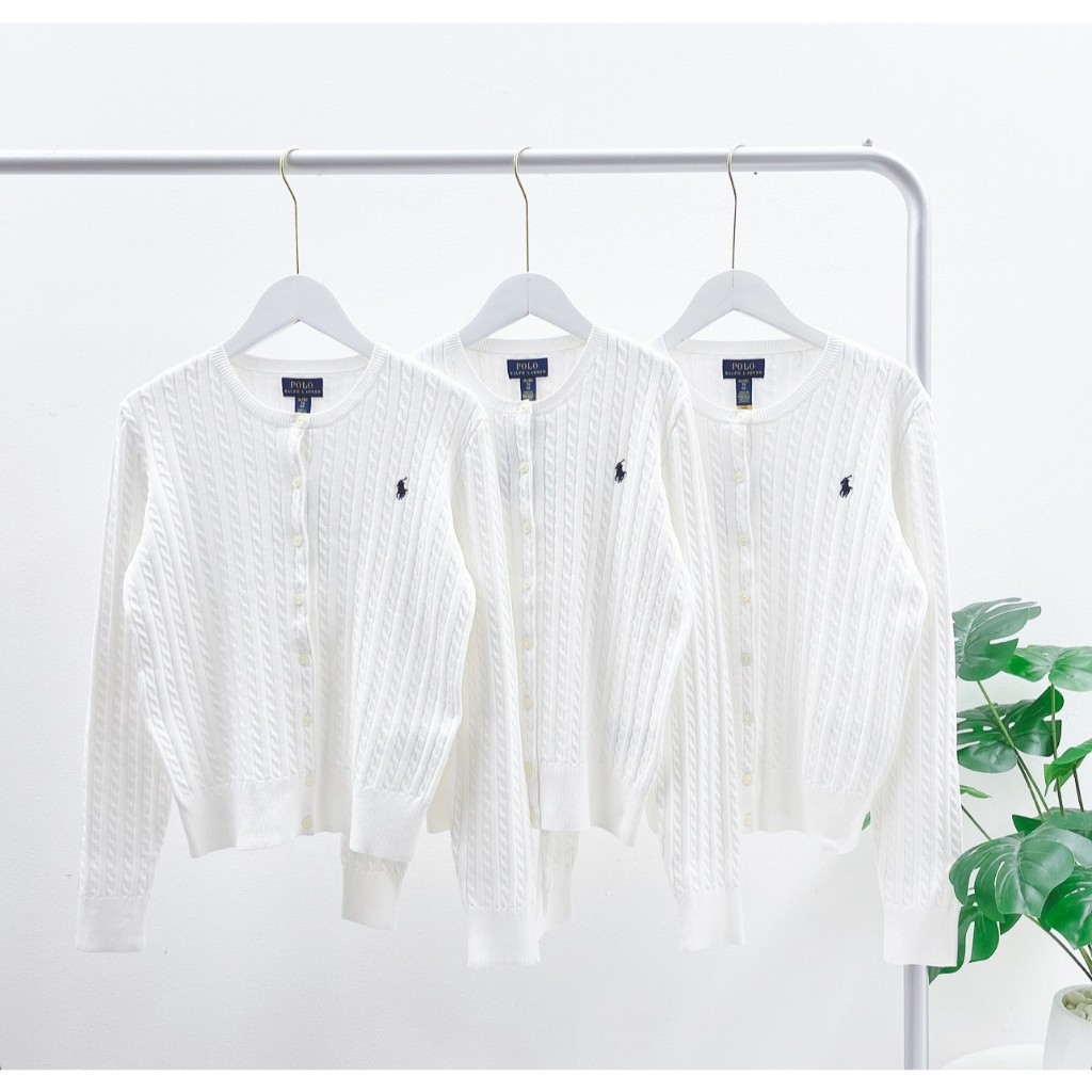 Ralph Lauren cable knit cotton cardigan (Bright White)