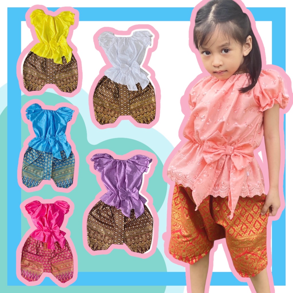 เสื้อชุดไทยแขนตุ๊กตามีโบว์ FVT43