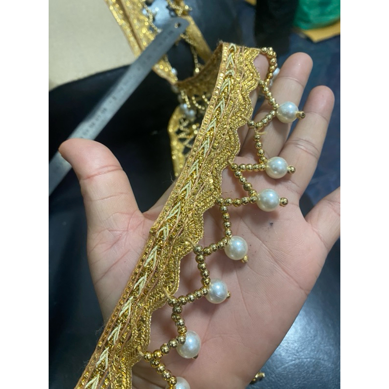 ยกพับ10หลา ตุ้มโยง ลูกไม้ชายครุย ชายครุย พู่ชายครุย ตุ้งติ้งมุก - รูปที่ 3