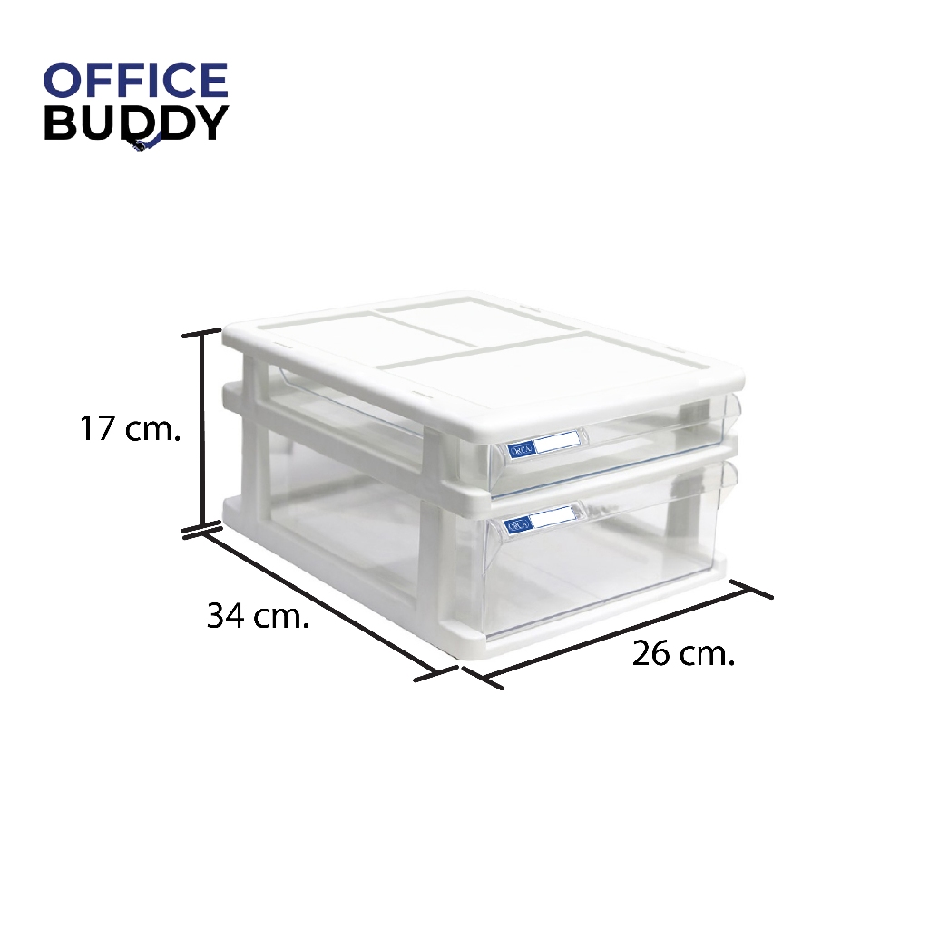 Orca ออร์ก้า ตู้อเนกประสงค์ ใส่ A4 ได้ รุ่น MCB-2 โครงขาวทึบ ลิ้นชักขาวใส