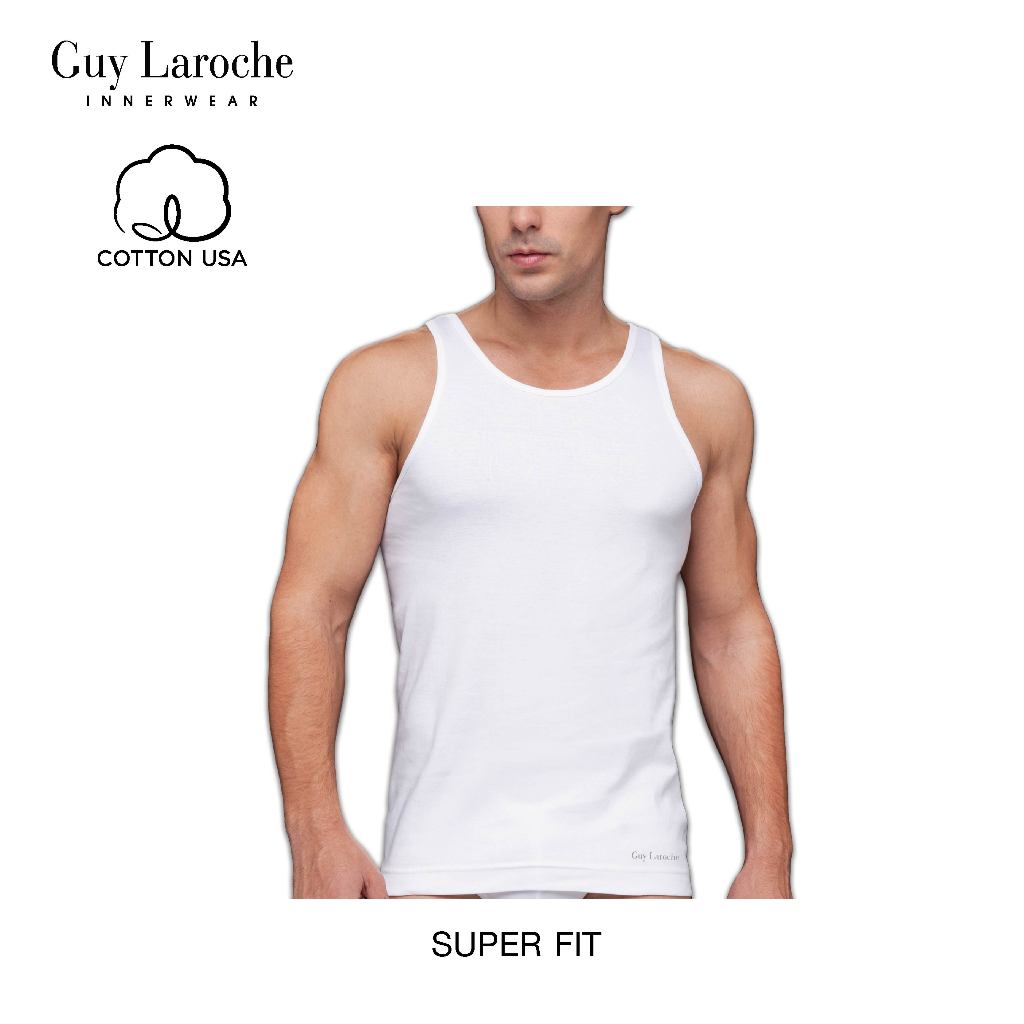 Guy Laroche เสื้อกล้ามปัก Guy Laroche ที่ชายเสื้อด้านซ้าย - สีขาว (JVE2407R5)