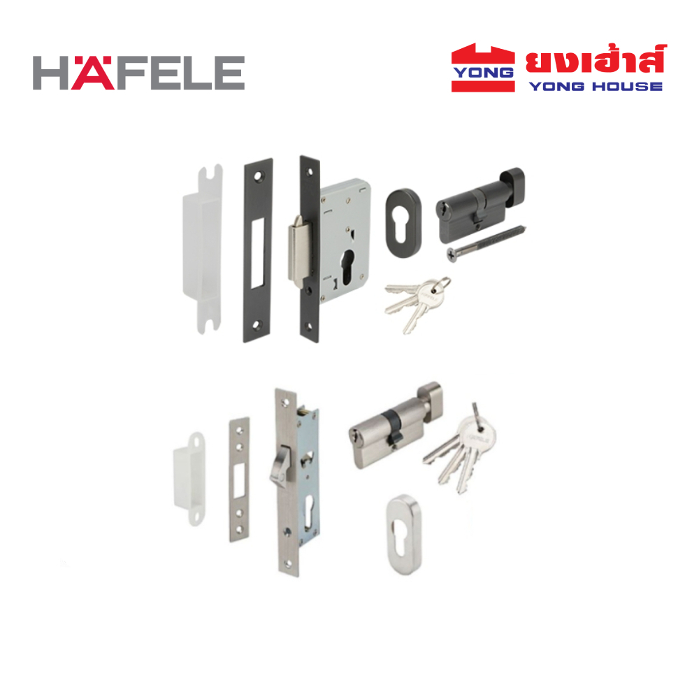HAFELE กุญแจบานเลื่อน สีดำ 499.65.133 ห้องทั่วไป 499.65.137 ห้องน้ำ กุญแจคอม้อ รุ่น 499.65.014 สีสแต