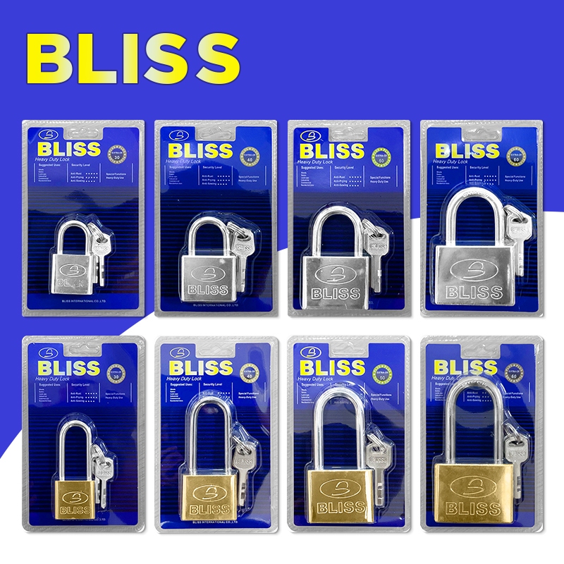 BLISS แม่กุญแจ กุญแจ ขนาด 30มม. ถึง 60มม.ป้องกันการเกิดสนิม ล็อคเฮด เครื่องยนต์ทำจากทองเหลือง