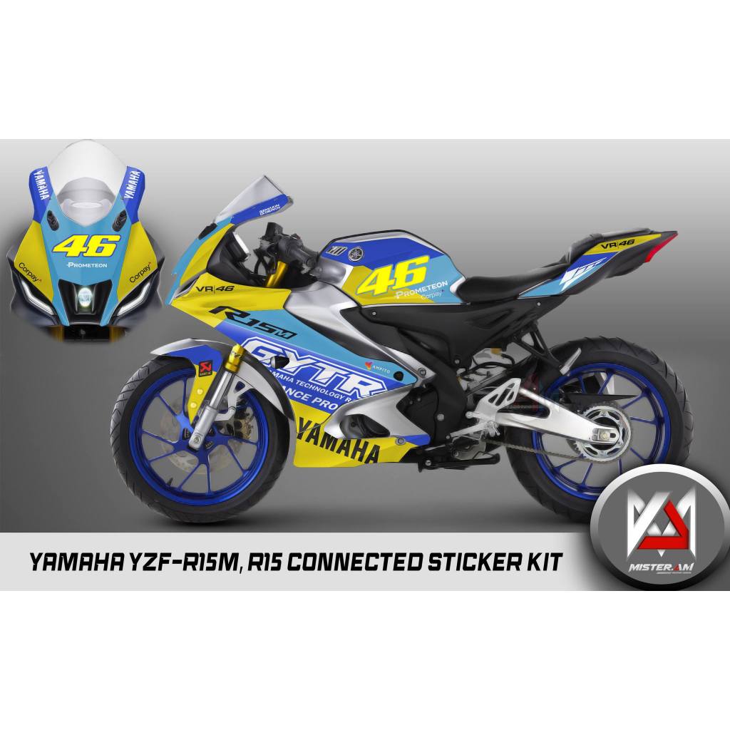 (Mr.AM) ชุดสติ๊กเกอร์ [เกรด Basic] Yamaha YZF-R15, R15M V4 2022 (VR/46 GYTR)