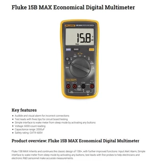 ใหม่+Fluke 15B Max Digital Multimeter ดิจิตอล มัลติมิเตอร์ ที่มืออาชีพให้การยอมรับ ในความเที่ยงตรง และทนทาน