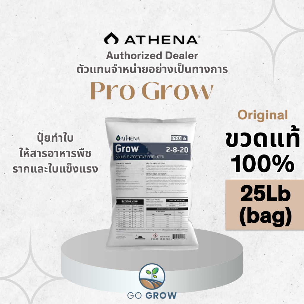[ขวดแท้] Athena Pro Grow 25Lb (Bag) ปุ๋ยทำใบ ปุ๋ยหลักสารอาหารพืชครบถ้วน รากและใบแข็งแรง