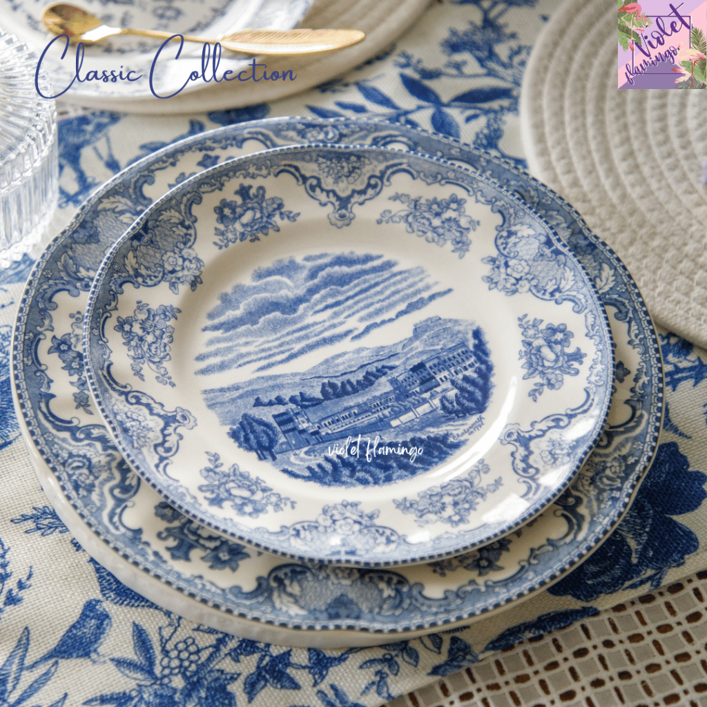 Violet Flamingo จานเซรามิครุ่น Classic Charm มี 2 สี (จานยี่ห้อ Johnson Brothers)