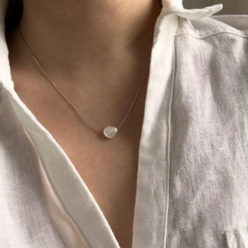 Wiggle Necklace - สร้อยเงินแท้ชุบทอง18k (มีสองสี) ประดับเม็ดจี้ไข่มุกแท้ | Eandc.Pearl
