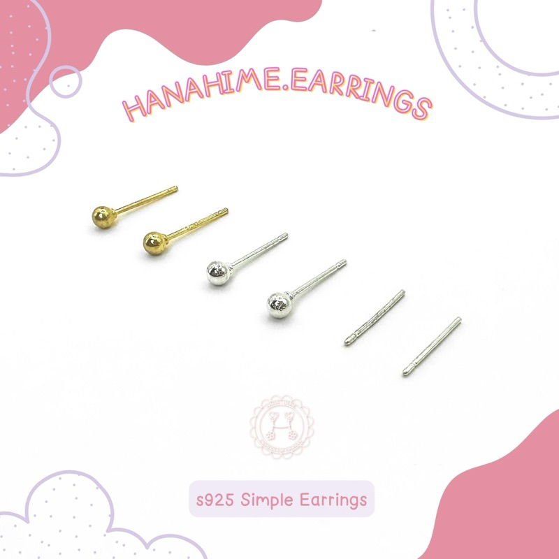HanaHime.Earrings - ต่างหูเงินแท้ ก้านต่างหูกันหูตัน s925 มีให้เลือกถึง 3 แบบ