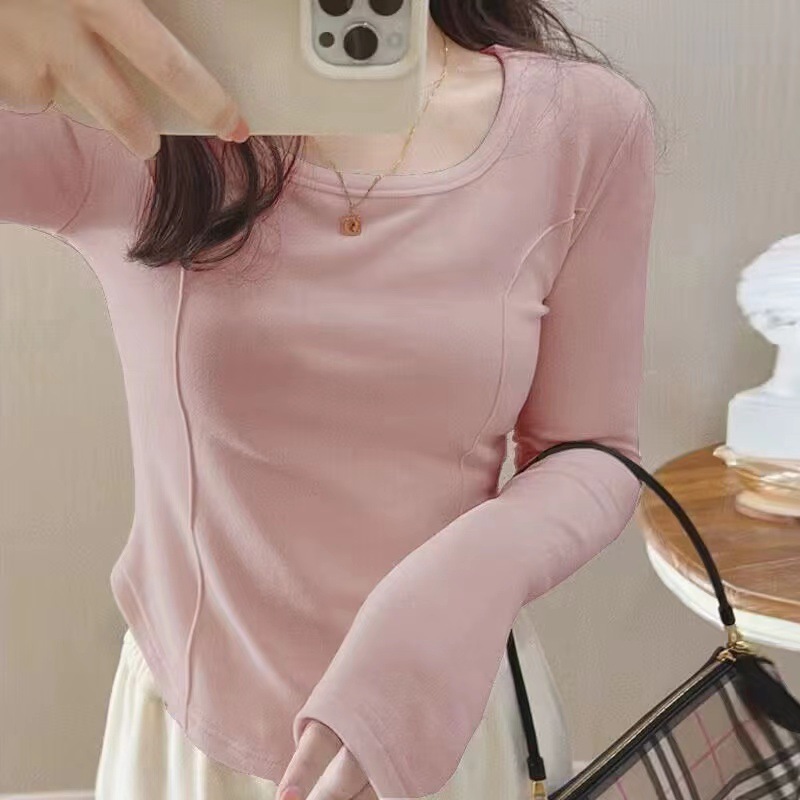 FASHION.61 เสื้อยืดแขนยาว  สไตล์เกาหลี สวมใส่สบาย ผู้หญิง รุ่น W6899