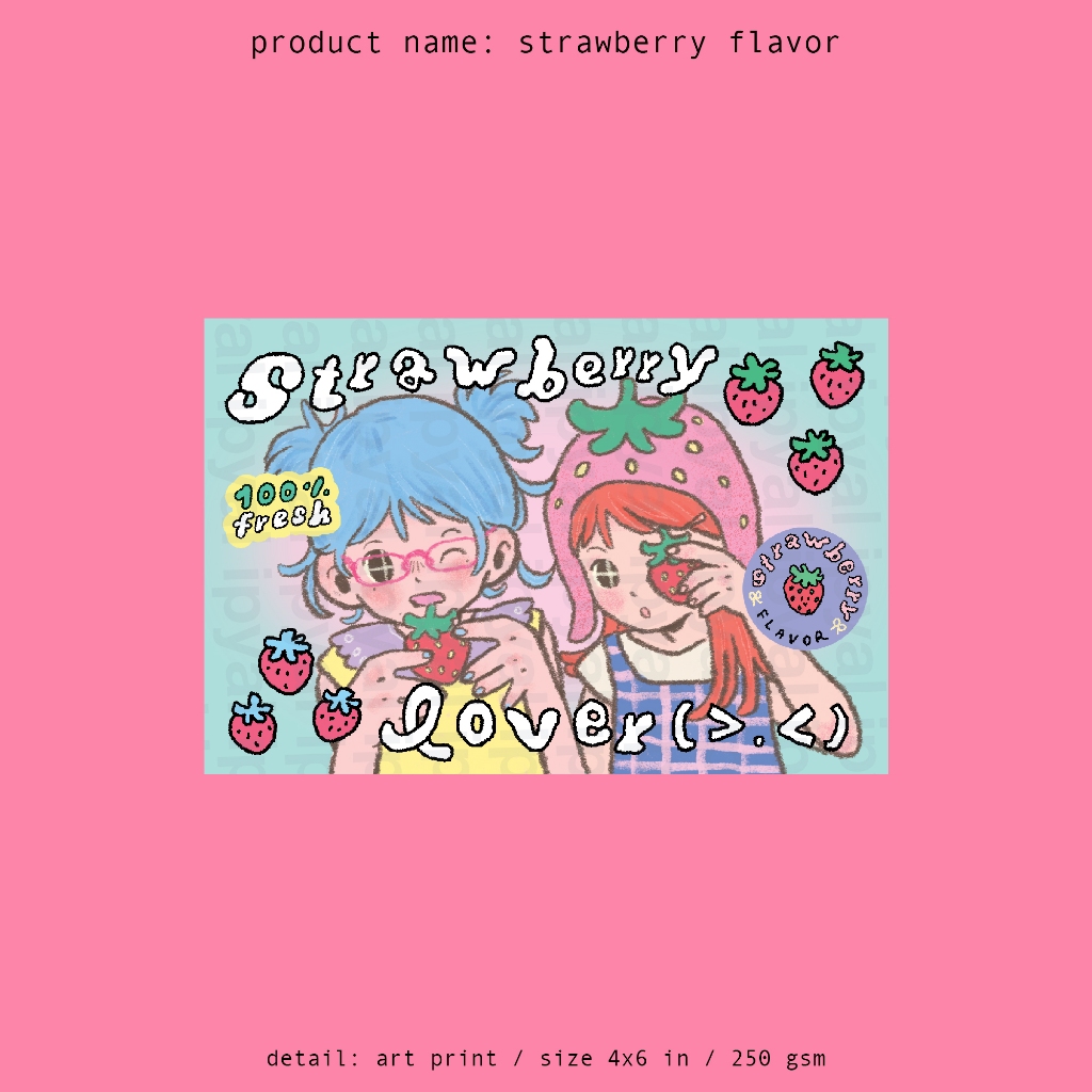 strawberry lover / postcard / size 4*6 in